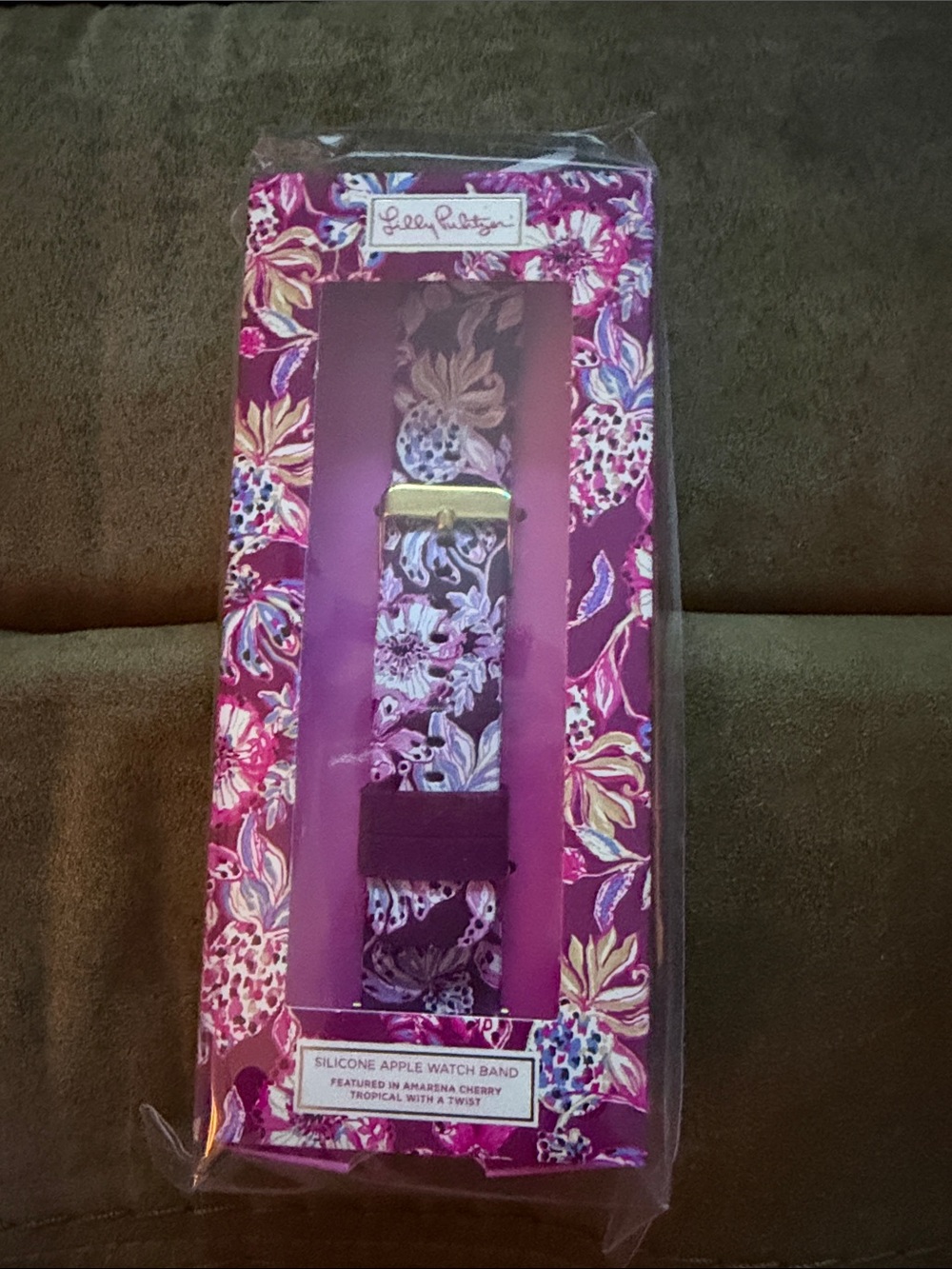 Lilly Pulitzer Purple and Pink Floral Silicone Watch Band